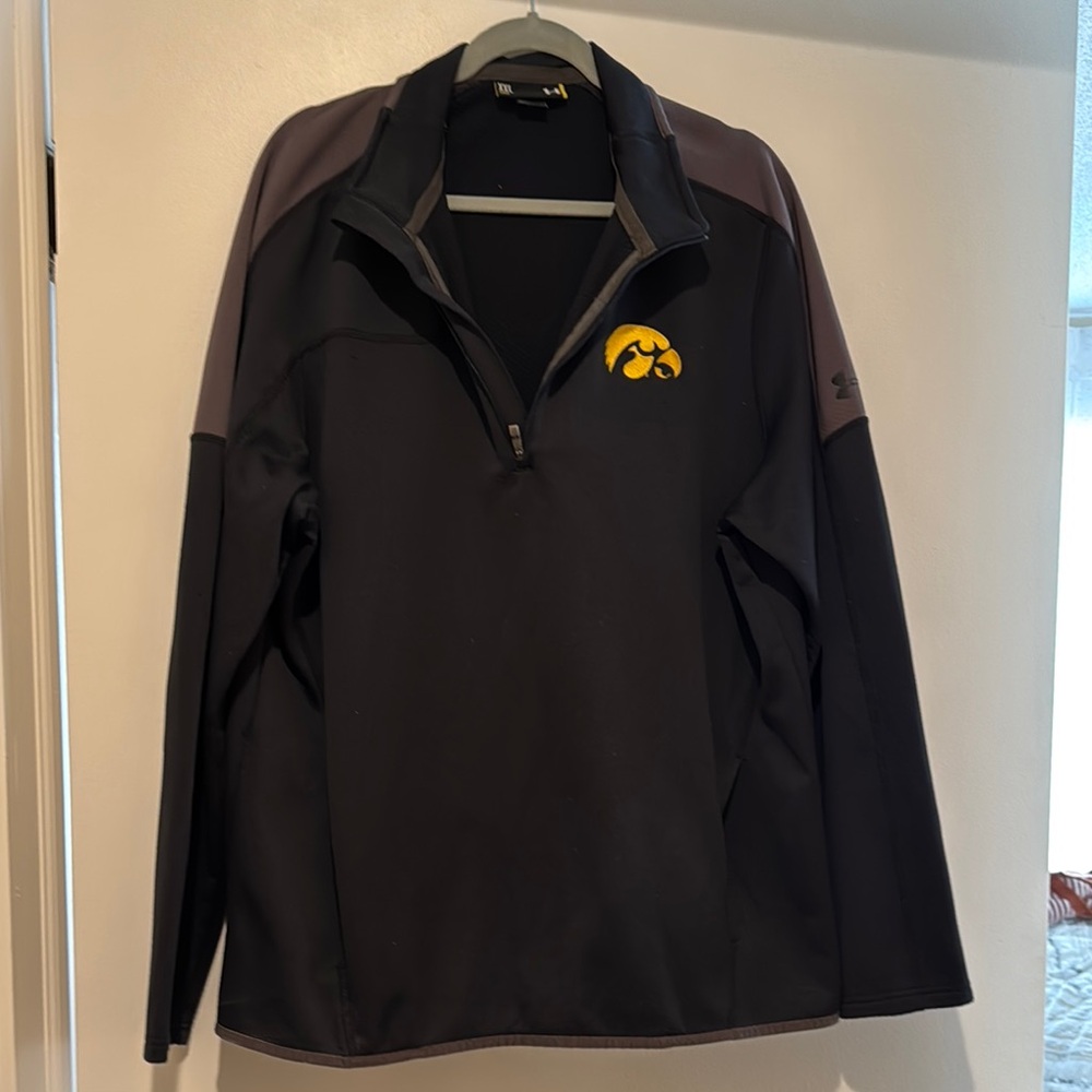 Black and Gray Quarter-Zip Pullover with Logo